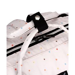Babyhug Multipurpose Spacious Diaper Backpack Star Print - White| Adjustable Shoulder Strap|Insulated Bottle Pouch|Smart Back Zipper| Wipes Dispenser|Fishmouth Opening|Stylish Design|Attach to Trolley