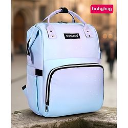 Babyhug Multipurpose Spacious Diaper Backpack Star Print - White| Adjustable Shoulder Strap|Insulated Bottle Pouch|Smart Back Zipper| Wipes Dispenser|Fishmouth Opening|Stylish Design|Attach to Trolley