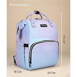 Babyhug Multipurpose Spacious Diaper Backpack Star Print - White| Adjustable Shoulder Strap|Insulated Bottle Pouch|Smart Back Zipper| Wipes Dispenser|Fishmouth Opening|Stylish Design|Attach to Trolley