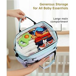 Babyhug Multipurpose Spacious Diaper Backpack Star Print - White| Adjustable Shoulder Strap|Insulated Bottle Pouch|Smart Back Zipper| Wipes Dispenser|Fishmouth Opening|Stylish Design|Attach to Trolley
