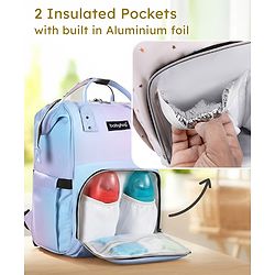 Babyhug Multipurpose Spacious Diaper Backpack Star Print - White| Adjustable Shoulder Strap|Insulated Bottle Pouch|Smart Back Zipper| Wipes Dispenser|Fishmouth Opening|Stylish Design|Attach to Trolley