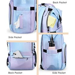 Babyhug Multipurpose Spacious Diaper Backpack Star Print - White| Adjustable Shoulder Strap|Insulated Bottle Pouch|Smart Back Zipper| Wipes Dispenser|Fishmouth Opening|Stylish Design|Attach to Trolley