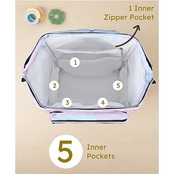 Babyhug Multipurpose Spacious Diaper Backpack Star Print - White| Adjustable Shoulder Strap|Insulated Bottle Pouch|Smart Back Zipper| Wipes Dispenser|Fishmouth Opening|Stylish Design|Attach to Trolley