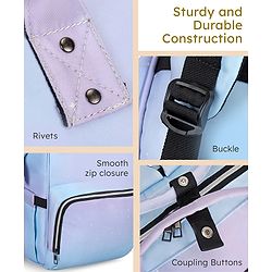 Babyhug Multipurpose Spacious Diaper Backpack Star Print - White| Adjustable Shoulder Strap|Insulated Bottle Pouch|Smart Back Zipper| Wipes Dispenser|Fishmouth Opening|Stylish Design|Attach to Trolley
