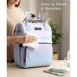 Babyhug Multipurpose Spacious Diaper Backpack Star Print - White| Adjustable Shoulder Strap|Insulated Bottle Pouch|Smart Back Zipper| Wipes Dispenser|Fishmouth Opening|Stylish Design|Attach to Trolley