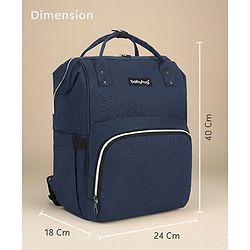 Babyhug Multipurpose Spacious Diaper Backpack - Navy Blue| Adjustable Shoulder Strap| Insulated Bottle Pouch| Smart Back Zipper| Wipes Dispenser| Wide Fish-mouth Opening| Attach to Trolley