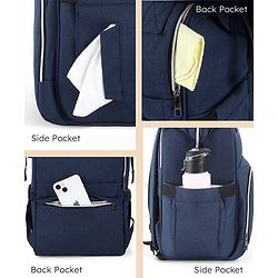 Babyhug Multipurpose Spacious Diaper Backpack - Navy Blue| Adjustable Shoulder Strap| Insulated Bottle Pouch| Smart Back Zipper| Wipes Dispenser| Wide Fish-mouth Opening| Attach to Trolley