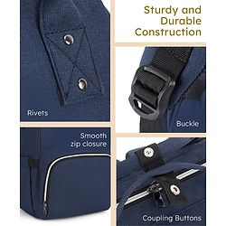 Babyhug Multipurpose Spacious Diaper Backpack - Navy Blue| Adjustable Shoulder Strap| Insulated Bottle Pouch| Smart Back Zipper| Wipes Dispenser| Wide Fish-mouth Opening| Attach to Trolley