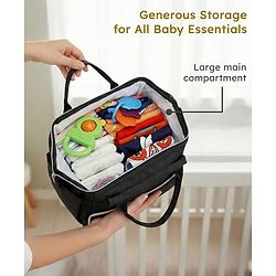 Babyhug Multipurpose Spacious Diaper Backpack - Navy Blue| Adjustable Shoulder Strap| Insulated Bottle Pouch| Smart Back Zipper| Wipes Dispenser| Wide Fish-mouth Opening| Attach to Trolley