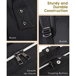 Babyhug Multipurpose Spacious Diaper Backpack - Navy Blue| Adjustable Shoulder Strap| Insulated Bottle Pouch| Smart Back Zipper| Wipes Dispenser| Wide Fish-mouth Opening| Attach to Trolley