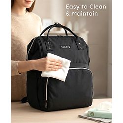 Babyhug Multipurpose Spacious Diaper Backpack - Navy Blue| Adjustable Shoulder Strap| Insulated Bottle Pouch| Smart Back Zipper| Wipes Dispenser| Wide Fish-mouth Opening| Attach to Trolley
