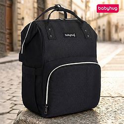 Babyhug Multipurpose Spacious Diaper Backpack - Navy Blue| Adjustable Shoulder Strap| Insulated Bottle Pouch| Smart Back Zipper| Wipes Dispenser| Wide Fish-mouth Opening| Attach to Trolley