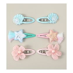 Babyhug Snap Clips with Floral Applique Pack of 6 - Pink & Blue
