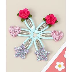 Babyhug  Snap Clips with Floral & Butterfly Applique Pack of 6 - Multicolor
