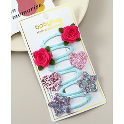 Babyhug  Snap Clips with Floral & Butterfly Applique Pack of 6 - Multicolor