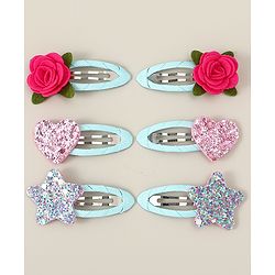 Babyhug  Snap Clips with Floral & Butterfly Applique Pack of 6 - Multicolor