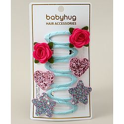 Babyhug  Snap Clips with Floral & Butterfly Applique Pack of 6 - Multicolor