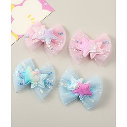 Babyhug Bow Applique Hair Snap Clips - Blue & Pink