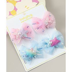Babyhug Bow Applique Hair Snap Clips - Blue & Pink