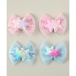 Babyhug Bow Applique Hair Snap Clips - Blue & Pink