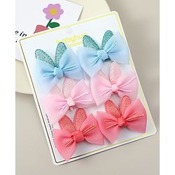 Babyhug Snap Clips with Bow Applique - Pink Blue & Light Orange