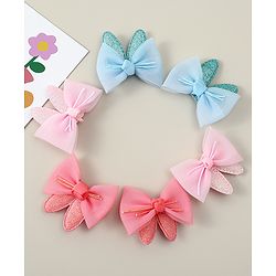 Babyhug Snap Clips with Bow Applique - Pink Blue & Light Orange