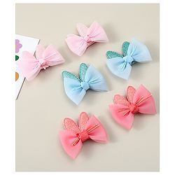 Babyhug Snap Clips with Bow Applique - Pink Blue & Light Orange