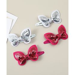 Babyhug Snap Clips with Butterfly Applique Pack of 4 - Fuchsia & White