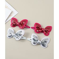 Babyhug Snap Clips with Butterfly Applique Pack of 4 - Fuchsia & White