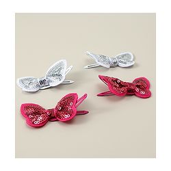 Babyhug Snap Clips with Butterfly Applique Pack of 4 - Fuchsia & White
