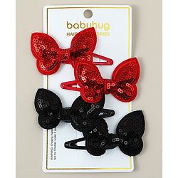 Babyhug Snap Clips with Butterfly Applique Pack of 4 - Fuchsia & White