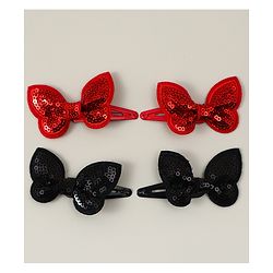 Babyhug Snap Clips with Butterfly Applique Pack of 4 - Fuchsia & White