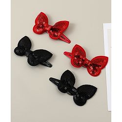 Babyhug Snap Clips with Butterfly Applique Pack of 4 - Fuchsia & White