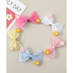 Babyhug Hair Clips with Bow Applique Pack of 5 - Multicolor