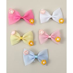 Babyhug Hair Clips with Bow Applique Pack of 5 - Multicolor