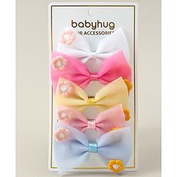 Babyhug Hair Clips with Bow Applique Pack of 5 - Multicolor