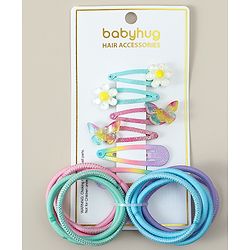 Babyhug Hair Accessories Combo Sets With Butterfly Applique - Multicolor