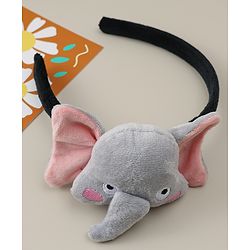 Babyhug Hair Band With Elephant Applique - Light Grey