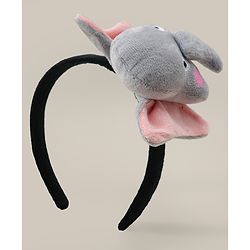 Babyhug Hair Band With Elephant Applique - Light Grey