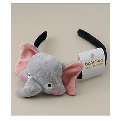 Babyhug Hair Band With Elephant Applique - Light Grey
