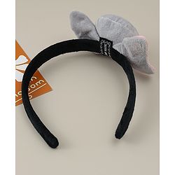 Babyhug Hair Band With Elephant Applique - Light Grey