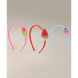 Babyhug Candy Shape Applique Hair Bands Pack of 3 - Multicolor