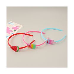 Babyhug Candy Shape Applique Hair Bands Pack of 3 - Multicolor