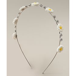 Babyhug Floral & Rhinestones Applique Hair Band - White