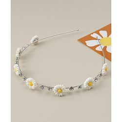 Babyhug Floral & Rhinestones Applique Hair Band - White