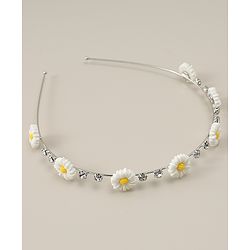 Babyhug Floral & Rhinestones Applique Hair Band - White