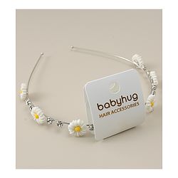 Babyhug Floral & Rhinestones Applique Hair Band - White