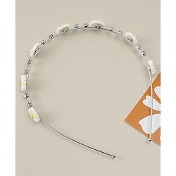 Babyhug Floral & Rhinestones Applique Hair Band - White