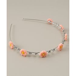Babyhug Floral & Rhinestones Applique Hair Band - White