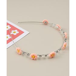 Babyhug Floral & Rhinestones Applique Hair Band - White